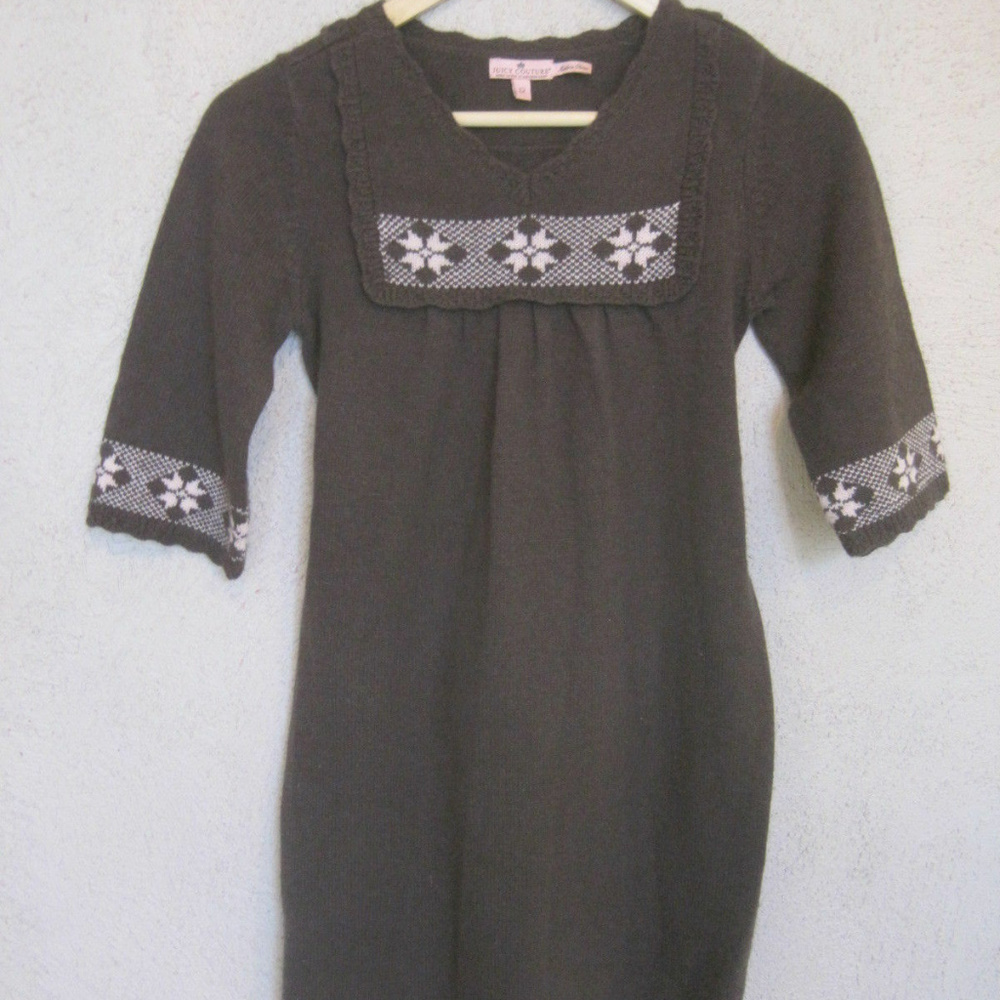 JUICY COUTURE Girls Dress 12 Brown Knit Wool